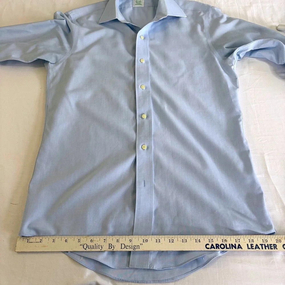 Brooks Brothers Mens 15-34 Classic Blue Non-Iron Supima Cotton French Cuff Shirt